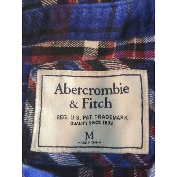Abercrombie & Fitch Fleece Button Up Shirt Women Sz M Plaid Boho Hipster - Picture 6 of 7